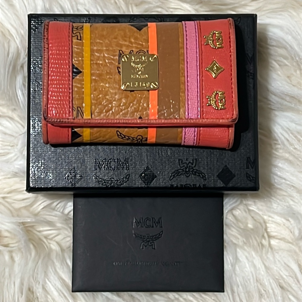 MCM 
Visetos Striped Trifold Wallet key holder excellent condition
